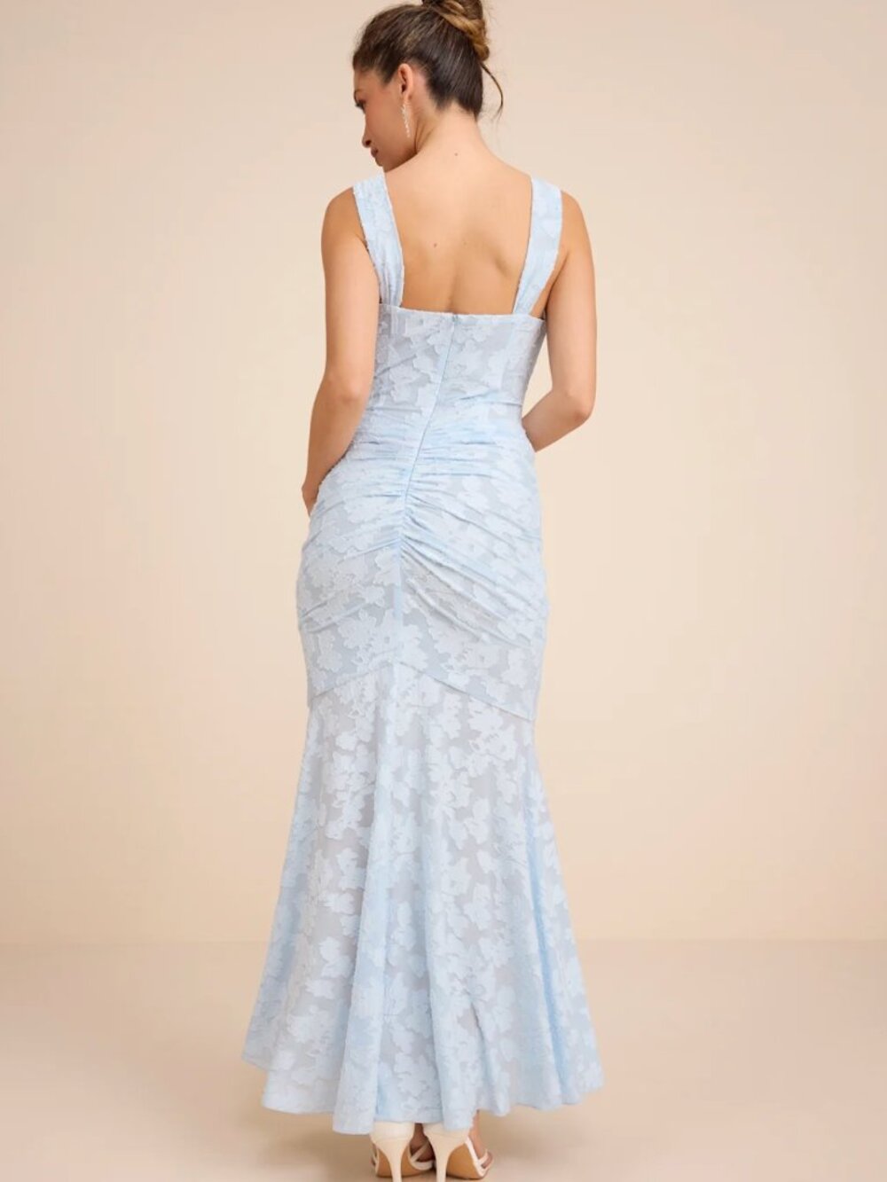 NWT Lulus Celeste Light Blue Floral Burnout Bustier Maxi Dress - Size XL